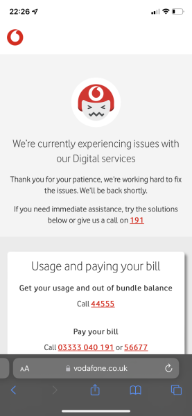 Can anyone log in to their Vodafone account?