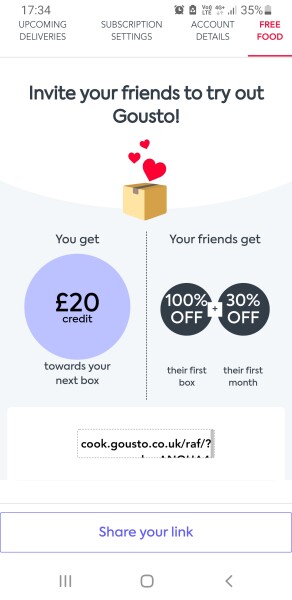 Four days worth of dinners for 4 people £17 with Gousto code
