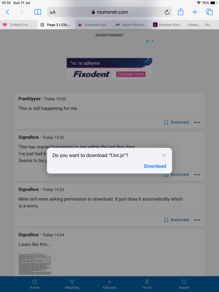 Clicking on threads is automatically downloading files to my mac