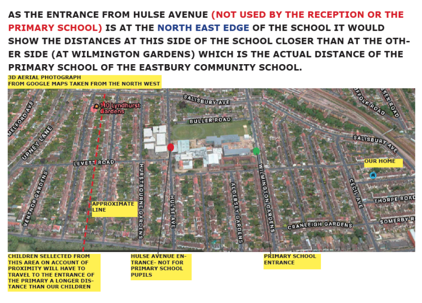 School Admission to Reception- Distance from school 