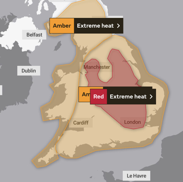 Met office RED WARNING for extreme heat.