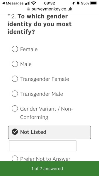 Gender ID question in GP's survey