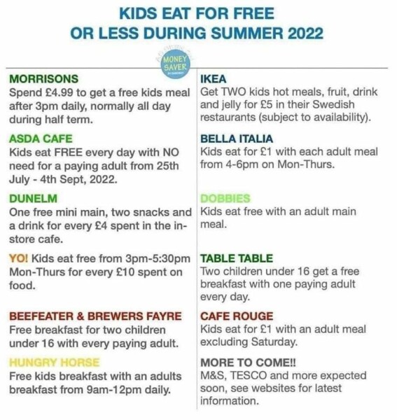 To take the kids to IKEA for lunch/dinner 