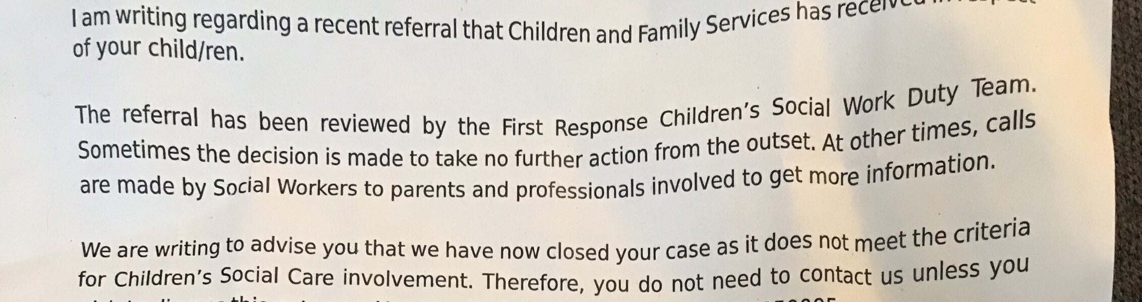 HV referred me to social services. 