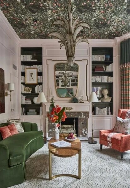 Dark olive green room. What accessories for a pop of colour? 