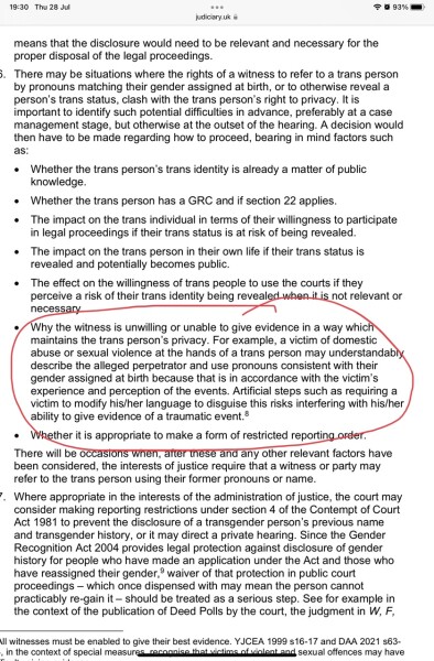 Revised guidelines - exceptions for compelling pronoun use in court
