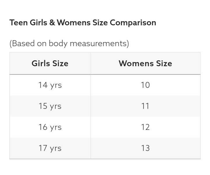 What does adult size 6 and 8 equate to?