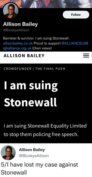 Allison Bailey v Stonewall - Employment Tribunal hearing Thread 18