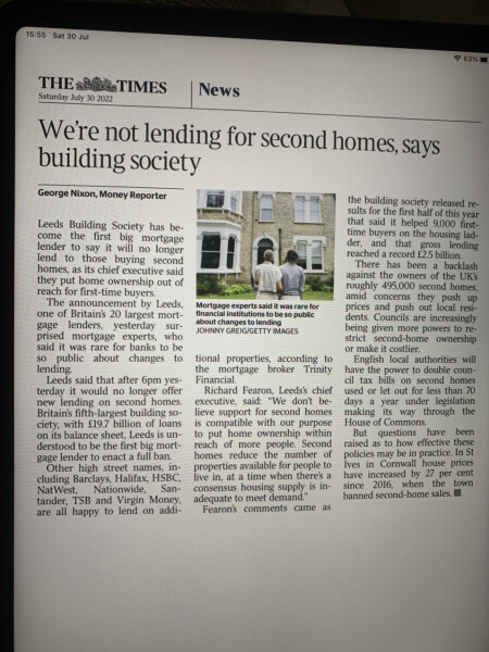 Leeds Building Society to stop offering mortgages for second homes