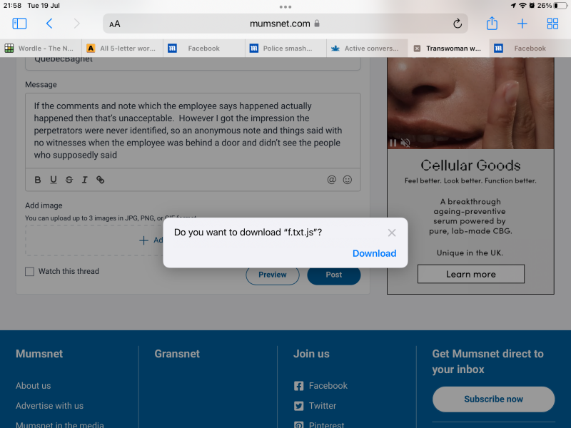 Clicking on threads is automatically downloading files to my mac