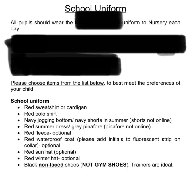 How many items of school uniform do you buy?