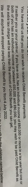 To think the child benefit arrangements are unfair?