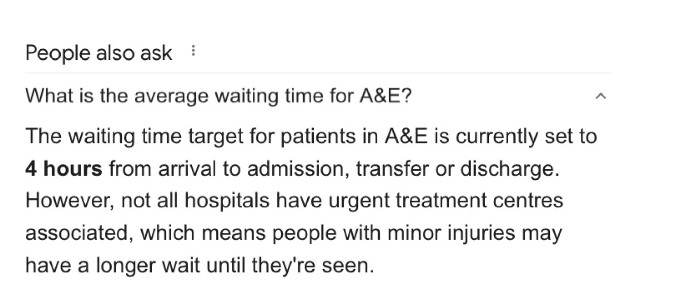 What is the waiting time in your local A&E?
