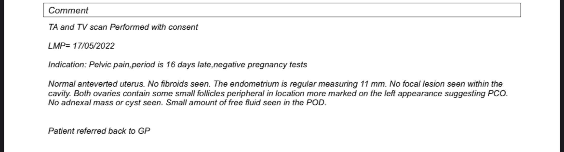 Ultrasound results