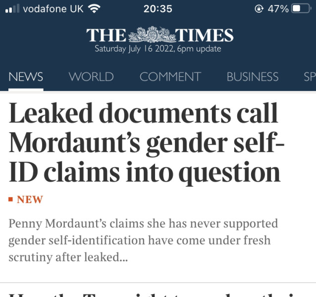 Leaked documents call Penny Mordaunt’s gender self-ID claims into question