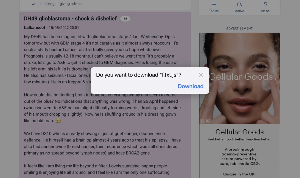 'Do you want to allow downloads on mumsnet.com?'