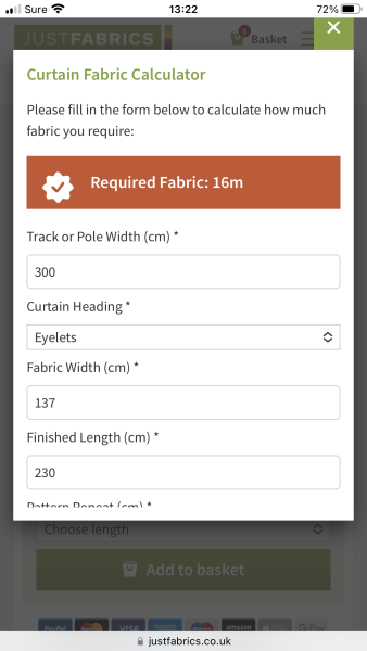 Fabric calculation help needed