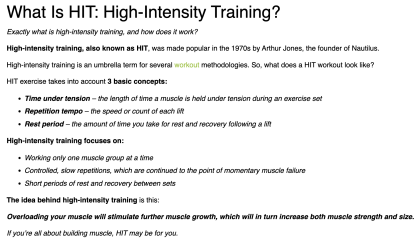 Vigorous exercise study