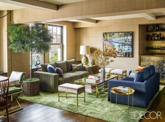 Dark olive green room. What accessories for a pop of colour? 