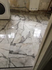 Large, High Gloss Floor Tiles in Kitchen