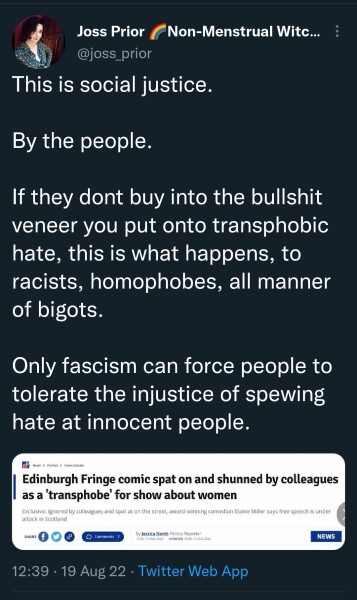 Edinburgh Fringe comic spat on and shunned by colleagues as a 'transphobe' for show about women