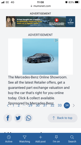 Advertisement covering page buttons