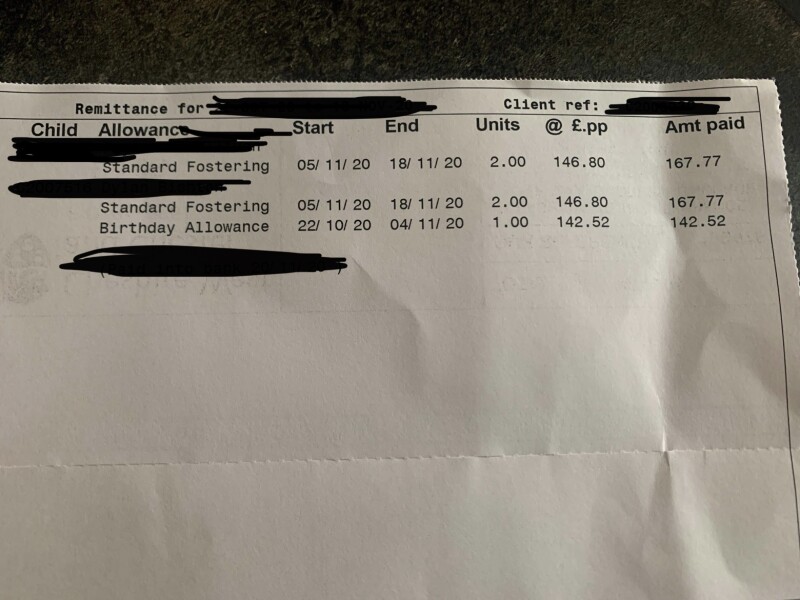 Fostering allowances