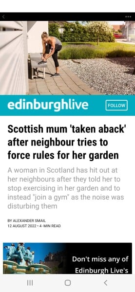 Working out in back garden - neighbours complaining.