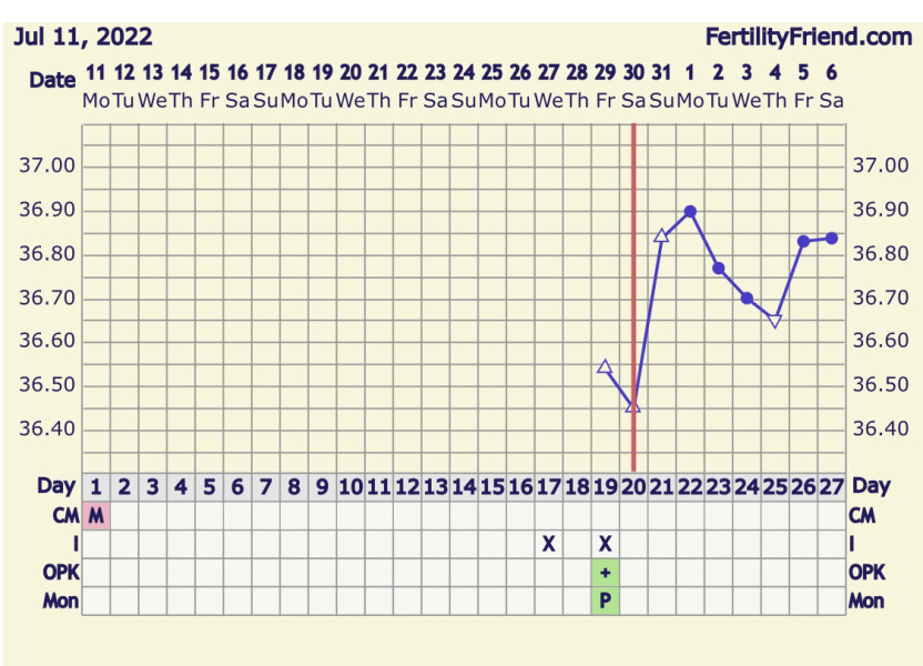 BBT Chart, first month