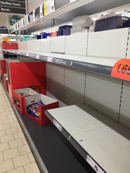 Empty shelves in supermarkets 