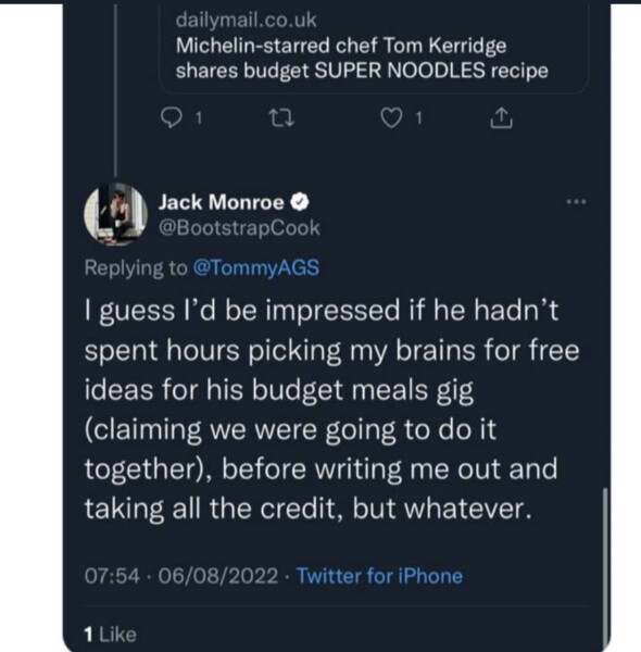 Jack monroe challenged on twitter