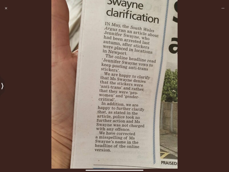 Charges against Jennifer Swayne (sticker woman) dropped