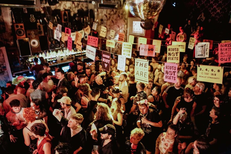Manchester Pride using ‘God hates TERFS’ in the style of Westbro Church slogans
