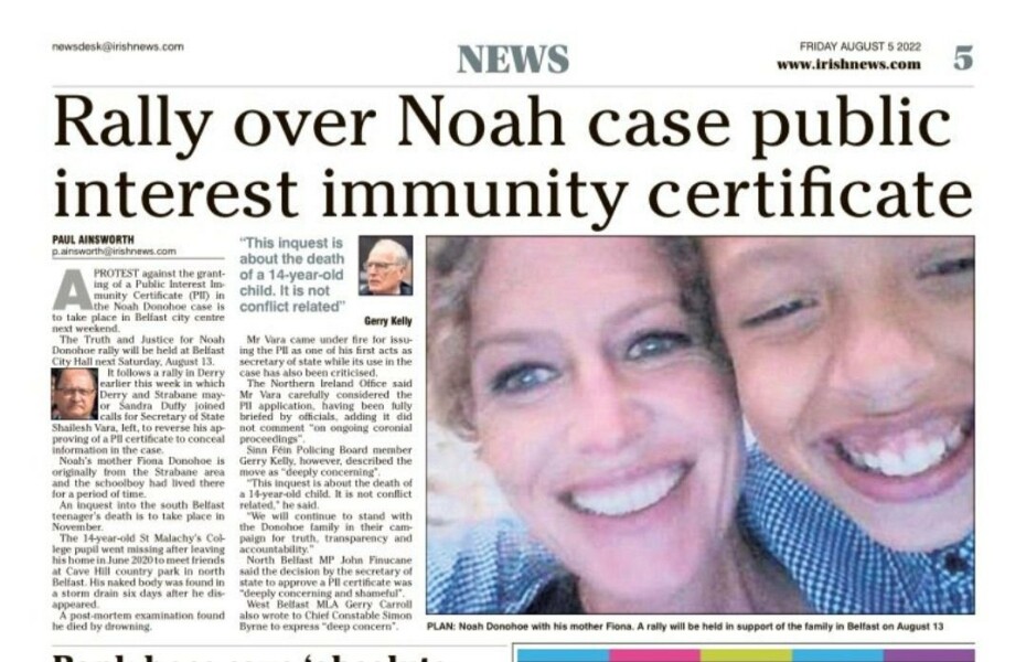 TW. Noah. The PSNI and their failure to investigate his death?