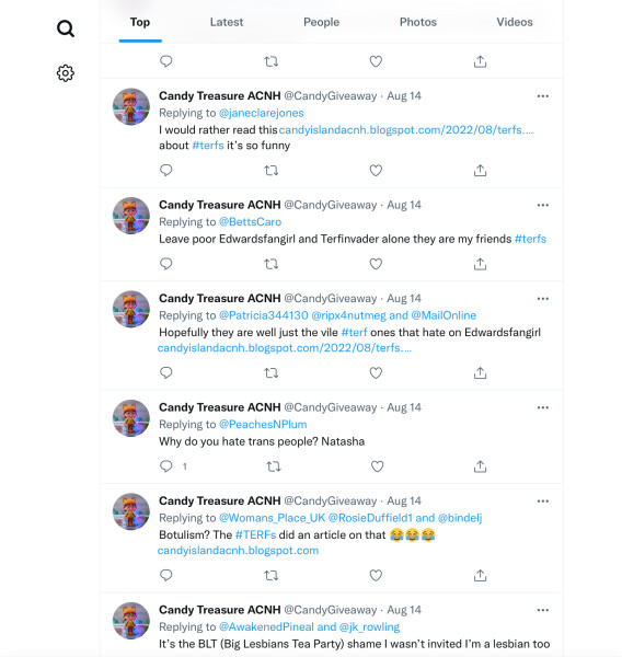 Twitter doxing account has led to Caroline Farrow leaving her home.