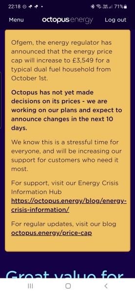 Has the new variable energy tariff been publicised by any of the energy companies yet?