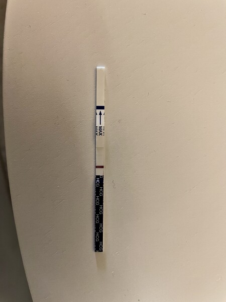 Faint positive(?) but week late