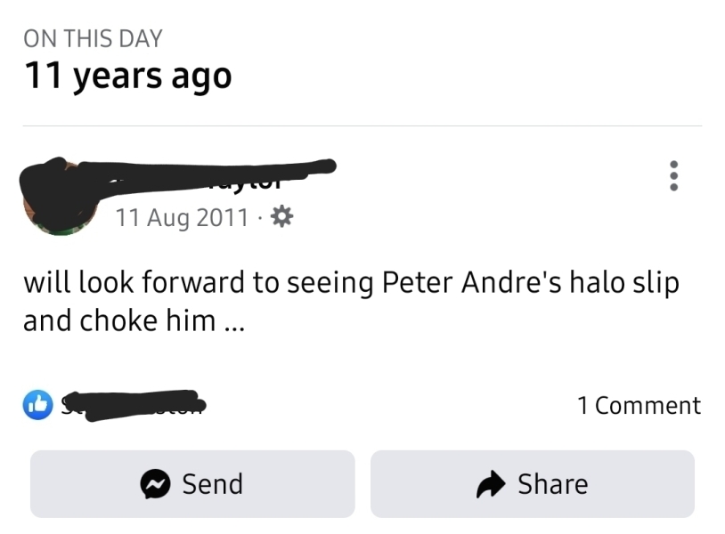 To only just realise it was Peter Andre in the wrong not Katie P!