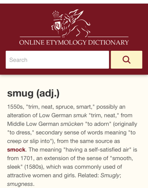 "Darling, don't be smug"