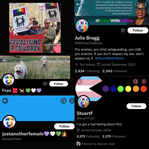 Manchester Pride using ‘God hates TERFS’ in the style of Westbro Church slogans