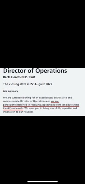 NHS job - particularly interested in people who identify as women