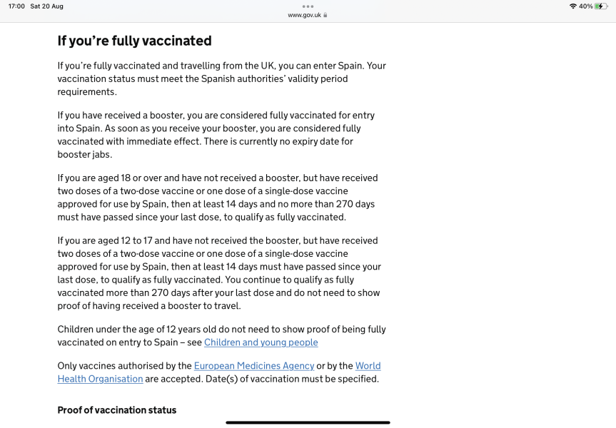 I've had 3 vaccines in 2021 want to go away in October more than 270 days ago 