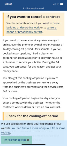 What are my legal rights in regards to cancelling a service