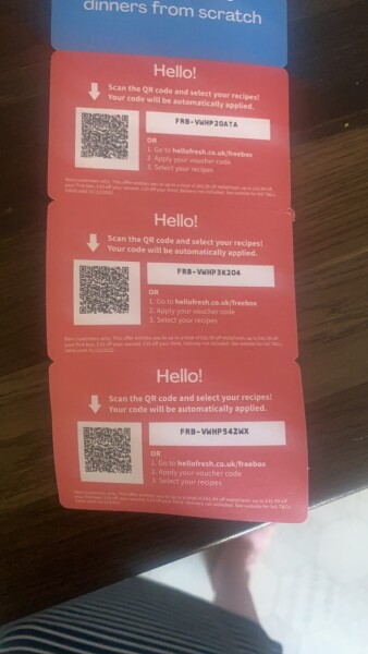 Free Hello fresh boxes - QR code included in post