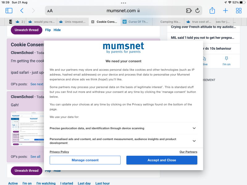 Cookie Consent on every page