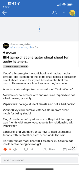 Is it too early to start an Ink Black Heart thread? (No Spoilers)