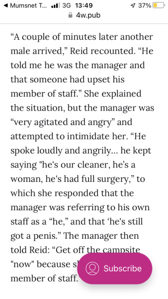 Woman thrown out of female loo because of man!