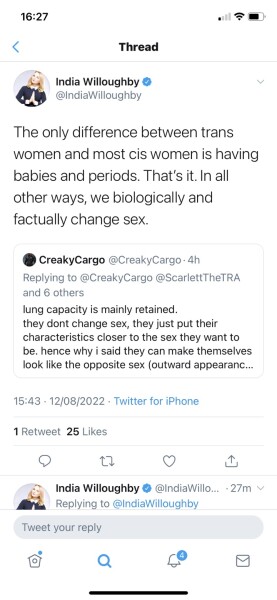 Periods and having babies are the only differences between trans women and biological women apparently