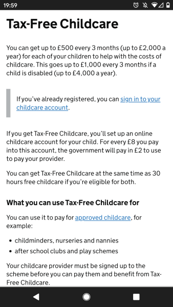 Tax-free childcare and universal funding 