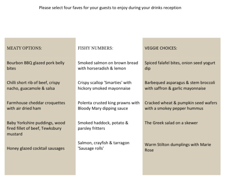 Canapes, which 4 would you choose? ( pic included ) 